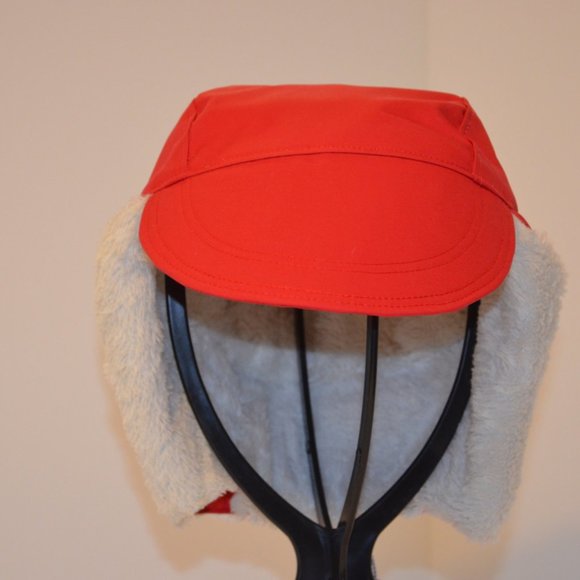 Homemade Musher Hat Red Waterproof Nylon Upper Shell White Fleece Inner Shell OS - Picture 2 of 16